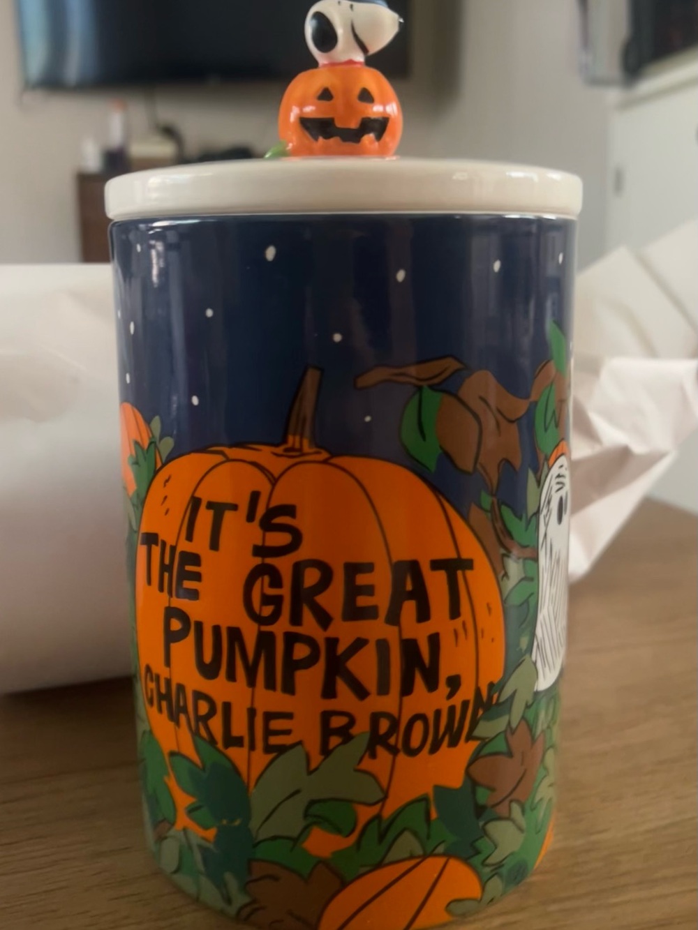 NEW Peanuts 'It's the Great Pumpkin, Charlie Brown' Orange Ceramic Treat Jar
